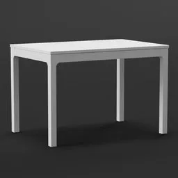 High-quality 3D model of a white rectangular dining table for Blender rendering.