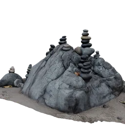Realistic 3D model of stacked stones on a rock, ideal for Blender rendering and environmental scenes.
