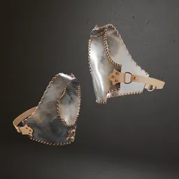 Detailed low poly 3D model of historic armor with metal materials and realistic anatomy for Blender use.