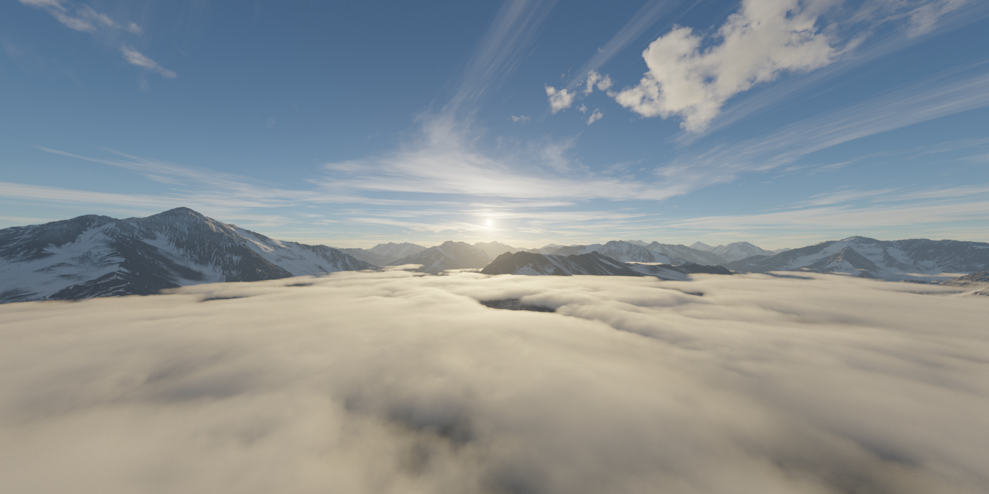 Snowy Mountains with Clouds Sunset | Landscapes HDRis | BlenderKit