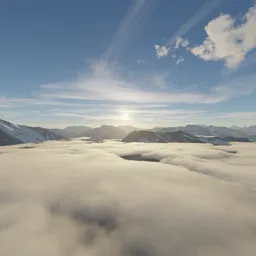 Snowy Mountains with Clouds Sunset