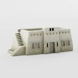 Detailed low-poly 3D Blender model of an ancient Egyptian mudbrick house suitable for desert rendered environments.