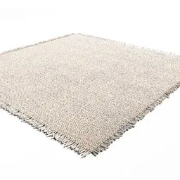 Highly detailed beige shaggy carpet 3D model with fringes, texture close-up, suitable for Blender renderings.
