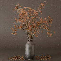 Autumn dried flower dirt black pot