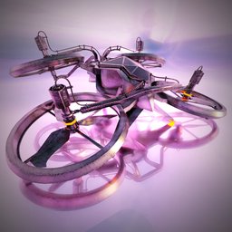 Intricately designed 3D rendered sci-fi quadcopter with glowing elements optimized for Blender.