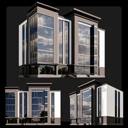 Detailed 3D model of a modern urban Business Centre for Blender rendering.