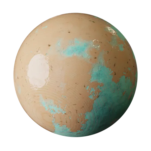 Highly detailed rusted copper texture for PBR shader in Blender 3D, showcasing realistic aging and corrosion effects.