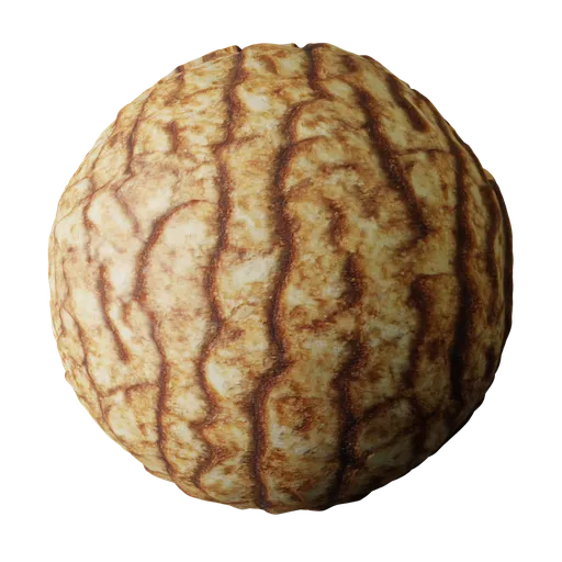 Highly detailed golden-brown rippled bread texture for realistic PBR 3D materials in Blender and other modeling apps.
