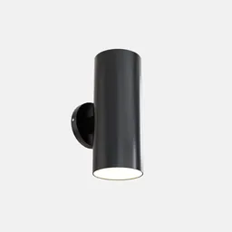 Detailed 3D Blender model of a modern cylindrical wall-mounted spot lamp with a matte black finish.