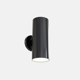"Spot lamp-01: A close-up of a black wall light on a white wall, perfect for spot lighting. Blender 3D model with volumetric lighting and clean, easy-to-read design. Ideal for enhancing your Blender 3D projects."