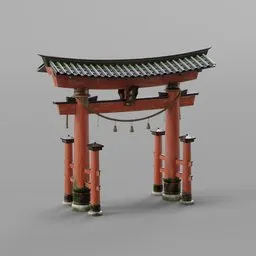 Highly detailed 3D model of a red Torii Shrine Gate with 4K textures, perfect for Blender 3D projects.