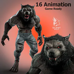 Bloody Werewolf-Rigged-Animated