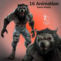 Bloody Werewolf Rigged Animated