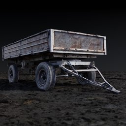 Detailed 3D model of an industrial cart with remodeled tires and textured surface, suitable for close-up renders in Blender.