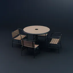 Wooden table and chair