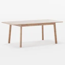 Solid wood 3D table model with elegant sloping edges and detailed grain, optimized for Blender, lightweight with box projection UVs.