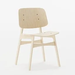 3D wooden chair model with a minimalist design, optimized for Blender rendering and suitable for modern interior visualizations.