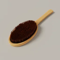 Realistic wooden hairbrush 3D model with detailed bristles, designed for Blender rendering.