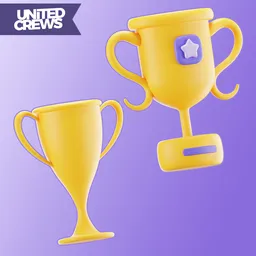 High-quality stylized 3D trophy models, ideal for graphics and motion design, compatible with Blender.