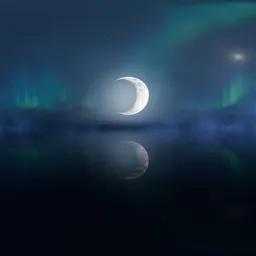 Aurora moon fog