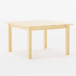 Detailed 3D model of a plain wooden table with light wood texture, ideal for Blender rendering and shader tests.