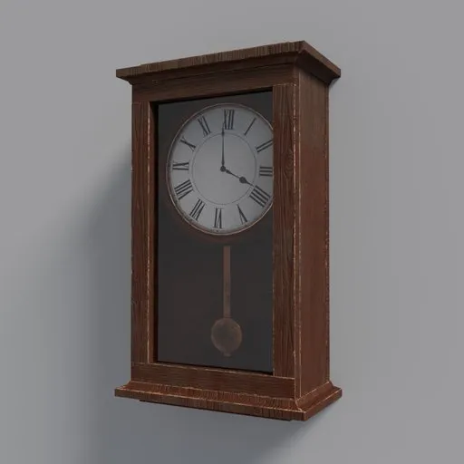 Detailed 3D model of a vintage pendulum wall clock, perfect for Blender rendering and design use.