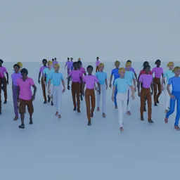 Lowpoly walking crowd