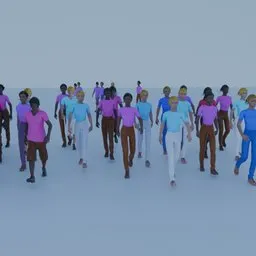 Lowpoly walking crowd