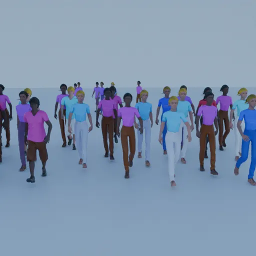 Lowpoly walking crowd