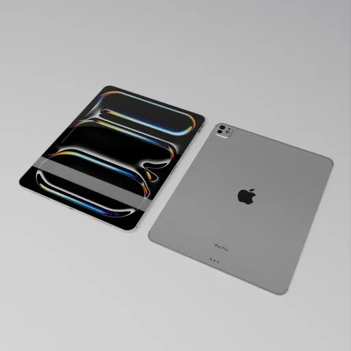 Detailed 3D model render of a silver tablet with screen visualization, compatible with Blender for digital design.