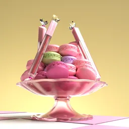 Candy lipstick  Macarons on glass jar