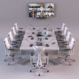Modern White Conference Room Set