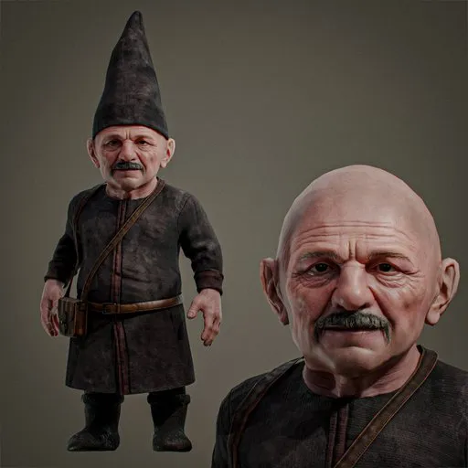 Dwarf character Body + Face Rigged