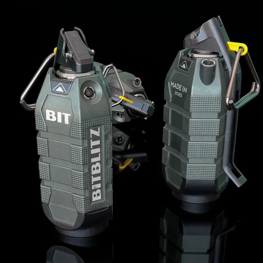 Detailed 3D sci-fi grenade model for Blender with textures, ideal for military game assets or digital renders.