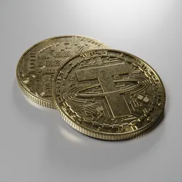 Tether (USDT) cryptocurrency golden coin