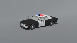 Detailed 3D Blender model of a vintage police cruiser with quad mesh, ideal for CG visualizations.