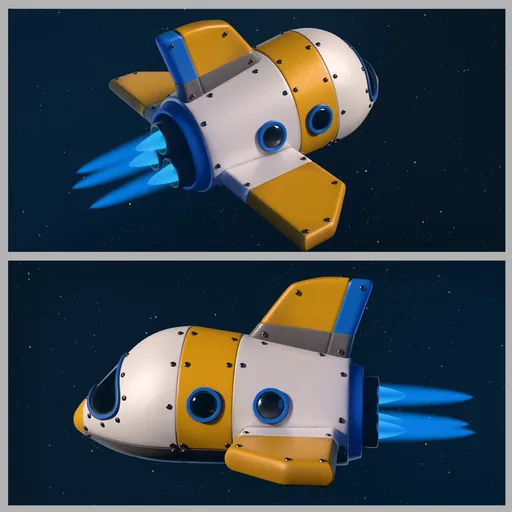 Stylized cartoon shuttle