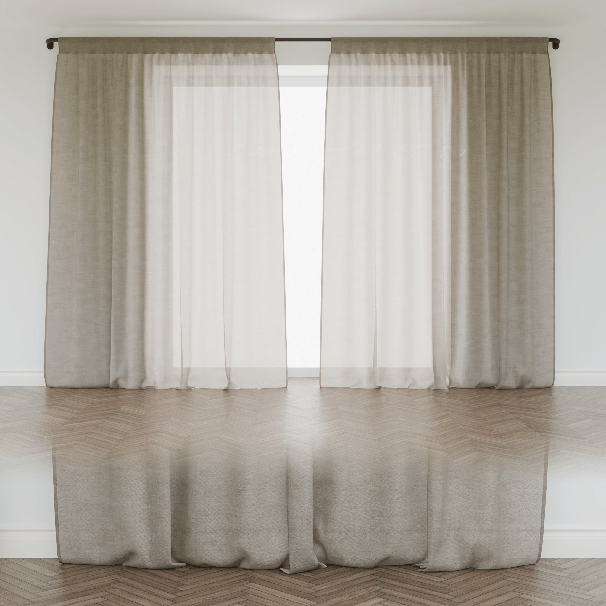 Curtain Beige Linen - Floor V1 Wide | 3D Curtain models | BlenderKit