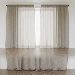 Curtain Beige Linen - Floor V1 Wide