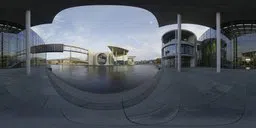 360-degree HDR panorama for lighting featuring contemporary architecture with clear skies.