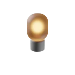 "Minimalist table lamp 3D model for Blender 3D, featuring a clean glow and metallic body in brass, copper, and silver iodide finishes. Perfect for bedside or desk use. Available in uncompressed PNG format."