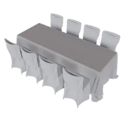 Realistic gray draped tablecloth 3D model for Blender, perfect for virtual furniture staging and interior design scenes.