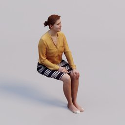 3D soul- sitting young woman Petra