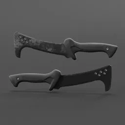 "Get a detailed and realistic military and hunting knife 3D model for Blender 3D with Quixel textures and black handles. Perfect for military-style games and animations, with high realism and accuracy. Discover the 'Knife 02' from the Historic Military category on BlenderKit."