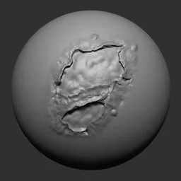 3D Sculpting Brush for Blender, detailed flesh texture effect, NS Burn double exposed style.