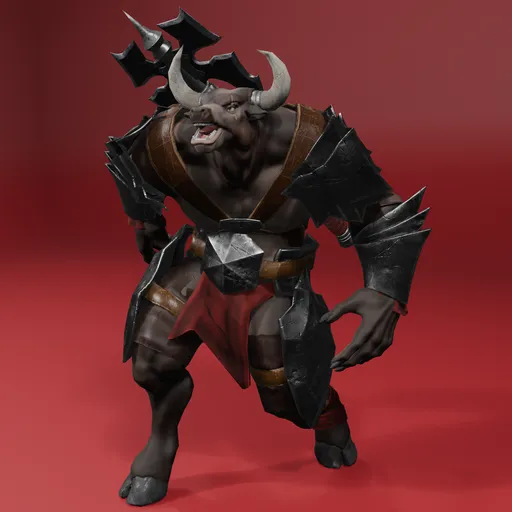 Minotarus Axe-Rigged-LowPoly