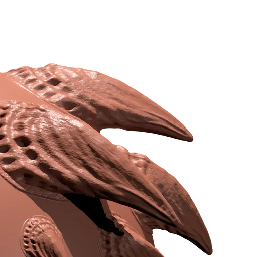 Detailed 3D sculpting brush imprint of dragon/dinosaur horn texture for Blender modeling