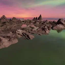 Sci-fi Rugged Landscape Lake