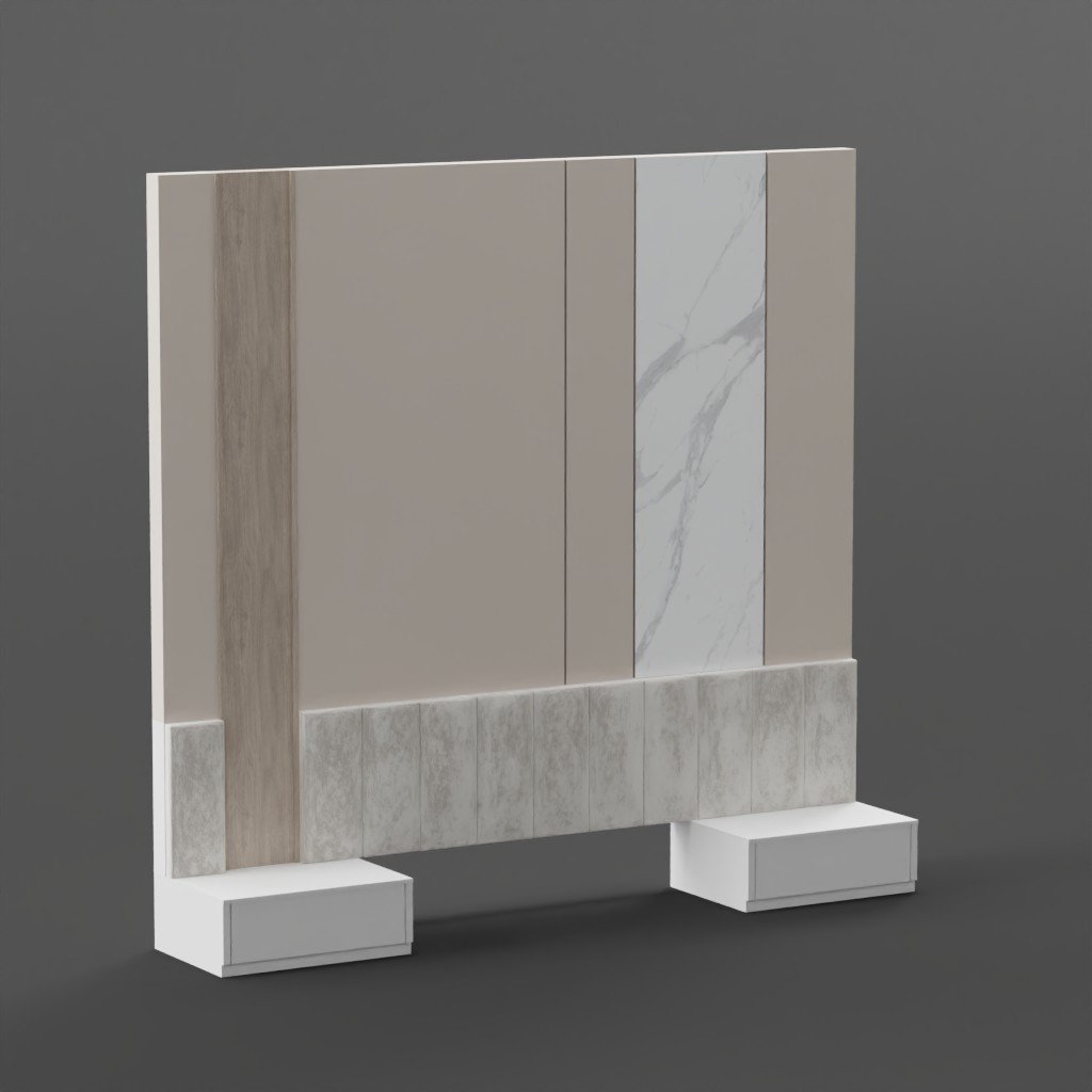 Contemporary Bedhead With Side Tables FREE Beds models BlenderKit — free download