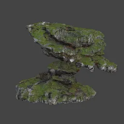 Green Moss Jagged Rock Formation